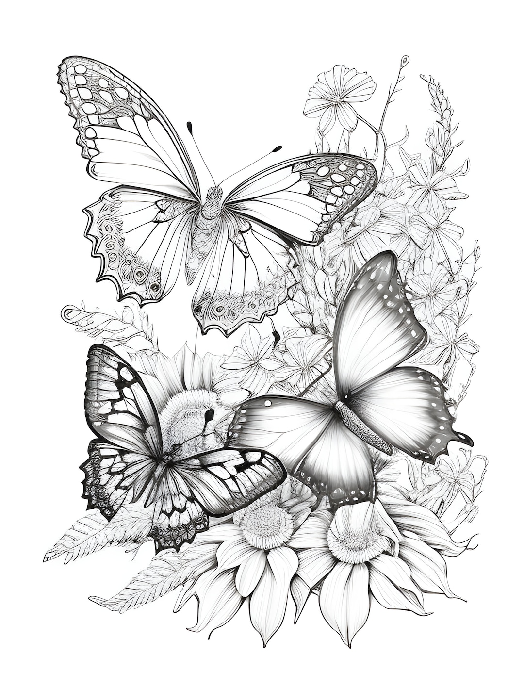 Coloring Book for Adults. Beautiful Butterflies for Relaxation and  Creativity. 30 Pages. 