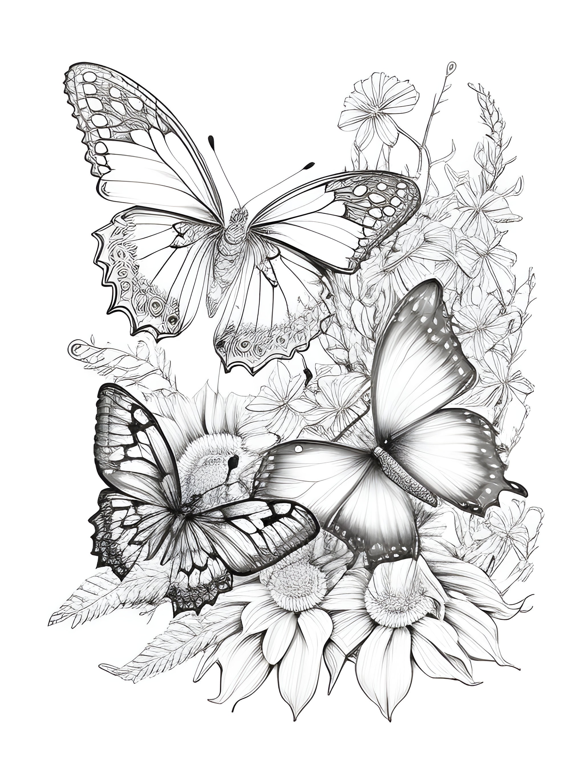 Butterfly Coloring Book For Adults: 85 Beautiful Flower Designs