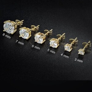 14K Solid Gold Birthstone Earrings, Solitaire Stud Earrings, Stud Earrings Gold,Round Cut Stud Earrings,Earrings For Women,Mother’s Day Gift