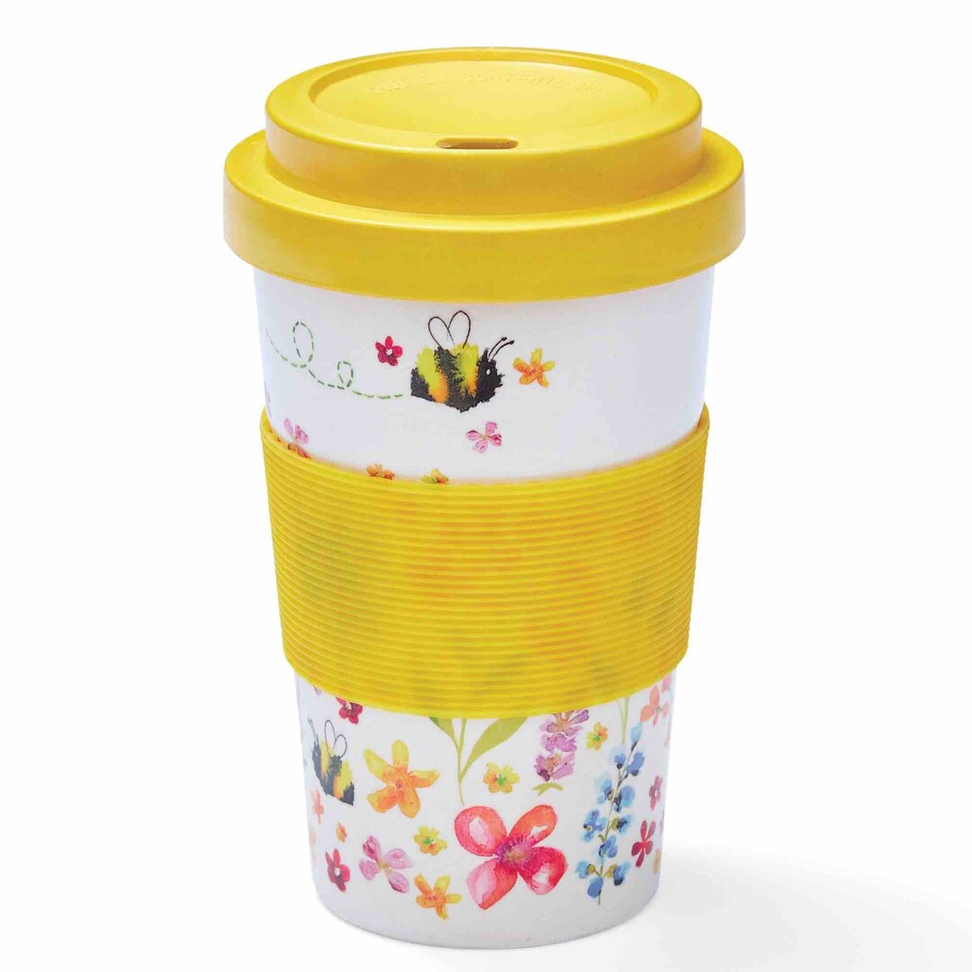 Bee Happy Bamboo Travel Mug Etsy