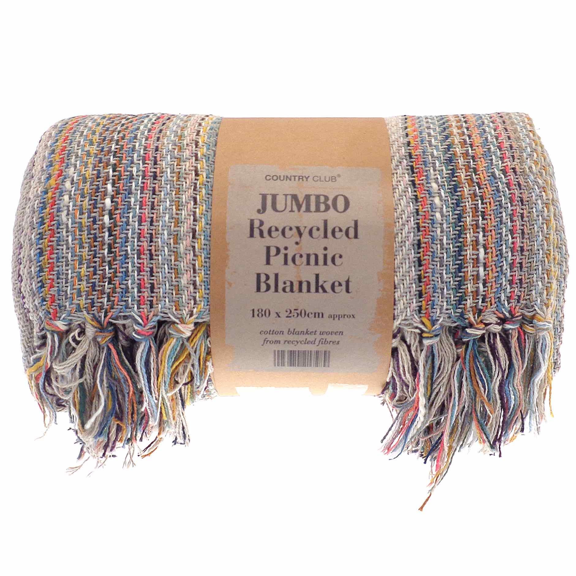 Jumbo Recycled Cotton Picnic Blanket 180 x 250cm