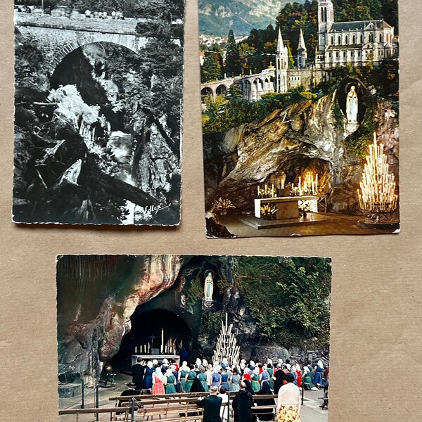 Vintage Postcards of Lourdes: 3 Cards. Used and franked 1960s