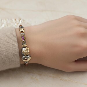 Ruby Leather Bracelet: Bracelet with Ruby and Citrine Stones, Gold and Silver Jewelry, Organic Textured Leather Bracelet, Gemstone Bracelet