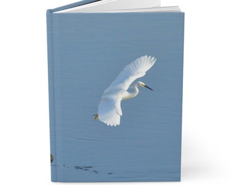 Snowy Egret Flying Over Water Hardcover Journal 8 " X 5.75" 150-page Lined Notebook