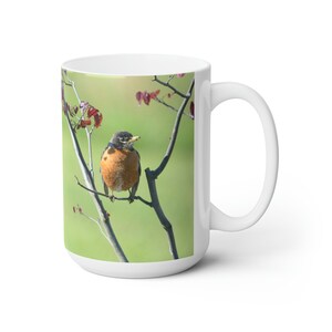 Robin in Redbud Tree Ceramic Mug 15oz