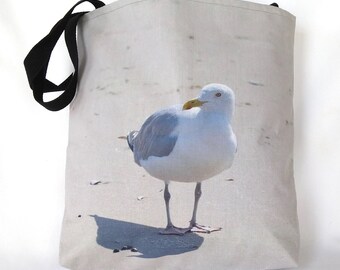 Seagull On Sand Tote Bag
