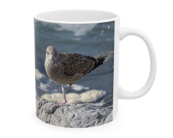 Herring Seagull Bird on Rock Ceramic Mug