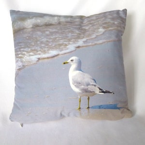 Seagulls at Beach Microfiber Pillow: Two views Square Pillow