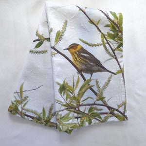 Cape May Warbler Photo Hand Towel | Bird Kitchen Towel, Nature Print