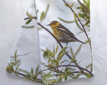 Cape May Warbler Photo Hand Towel | Bird Kitchen Towel, Nature Print