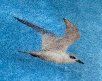 Sky Blue Super Soft Plush Blanket/Throw with Flying Seabird