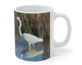 Great Egret Bird Ceramic Mug 11oz
