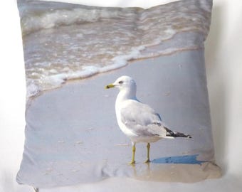 Coastal Decor of Seagulls Microfiber Square Pillow