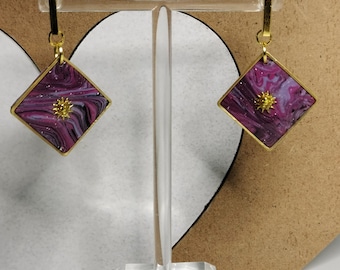 Marbled square sunshine earrings