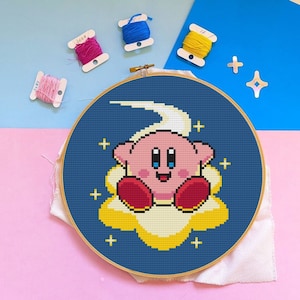 Kirby Cross Stitch Pattern | Kirby Cross Stitch | Kirby Counted Cross Stitch Pattern | Anime Cross Stitch Pattern, Pattern Keeper Compatible