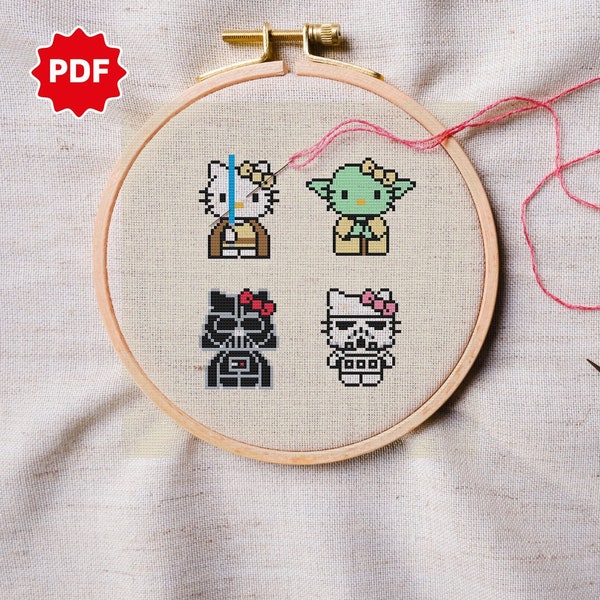 Kitty Cross Stitch Pattern Wars Cross Stitch Pattern Cartoon Cross Stitch Pattern Baby Cross Stitch Pattern Star Cross Stitch Pattern