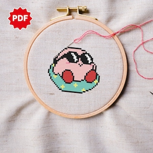 Kirby Cross Stitch Pattern | Funny Kirby Cross Stitch Pattern | Kirby Pool Cross Stitch Pattern| Easy Cross Stitch Pattern for Beginners PDF