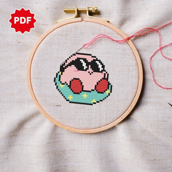 Kirby Cross Stitch Pattern | Funny Kirby Cross Stitch Pattern | Kirby Pool Cross Stitch Pattern| Easy Cross Stitch Pattern for Beginners PDF