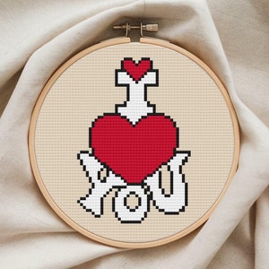 I Love You Cross Stitch Pattern | Love Cross Stitch Pattern | Valentine&#39;s Day Cross Stitch Pattern | Valentine Cross Stitch Pattern
