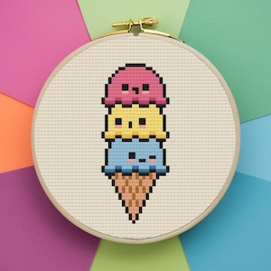 Ice Cream Cross Stitch Pattern | Cute Cross Stitch Pattern | Kawaii Cross Stitch Pattern | Dessert Cross Stitch | Pattern Keeper Compatible