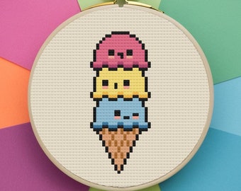 Ice Cream Cross Stitch Pattern | Cute Cross Stitch Pattern | Kawaii Cross Stitch Pattern | Dessert Cross Stitch | Pattern Keeper Compatible
