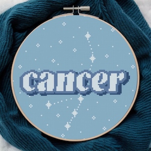 Cancer Cross Stitch Pattern | Cancer Counted Cross Stitch Pattern | Zodiac Sign Cross Stitch Pattern | Astrology Cross Stitch Pattern