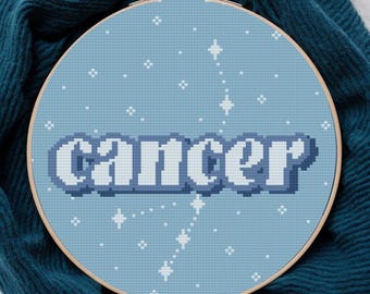 Cancer Cross Stitch Pattern | Cancer Counted Cross Stitch Pattern | Zodiac Sign Cross Stitch Pattern | Astrology Cross Stitch Pattern