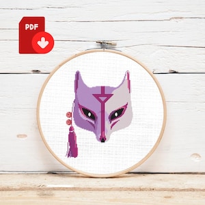 Wolf Cross Stitch Pattern | Venetian Mask Cross Stitch | Wolf Mask Cross Stitch Pattern | Venetian Cross Stitch Pattern | Instant Download