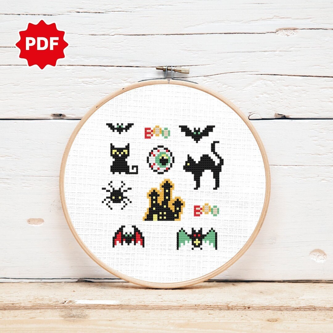 Halloween Cross Stitch Pattern Set of Halloween Cross Stitch Etsy