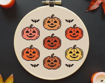 Pumpkin Cross Stitch Pattern | Halloween Cross Stitch Pattern | Spooky Cross Stitch Pattern | Pumpkins Cross Stitch Pattern