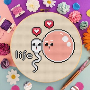 Biologie kruissteekpatroon | Ovulatie kruissteek | Grappige kruissteek | Bemesting kruissteekpatroon | Wetenschap kruissteekschema