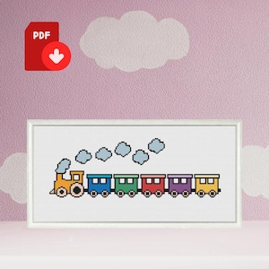 Train Cross Stitch Pattern | Baby Cross Stitch Pattern | Counted Cross Stitch Pattern | Custom Cross Stitch Pattern Instant Download PDF