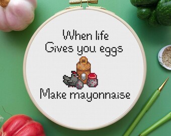 Stardew Valley Cross Stitch Pattern | Chicken Cross Stitch Pattern | Mayonnaise Cross Stitch Pattern | Stardew Valley Cross Stitch
