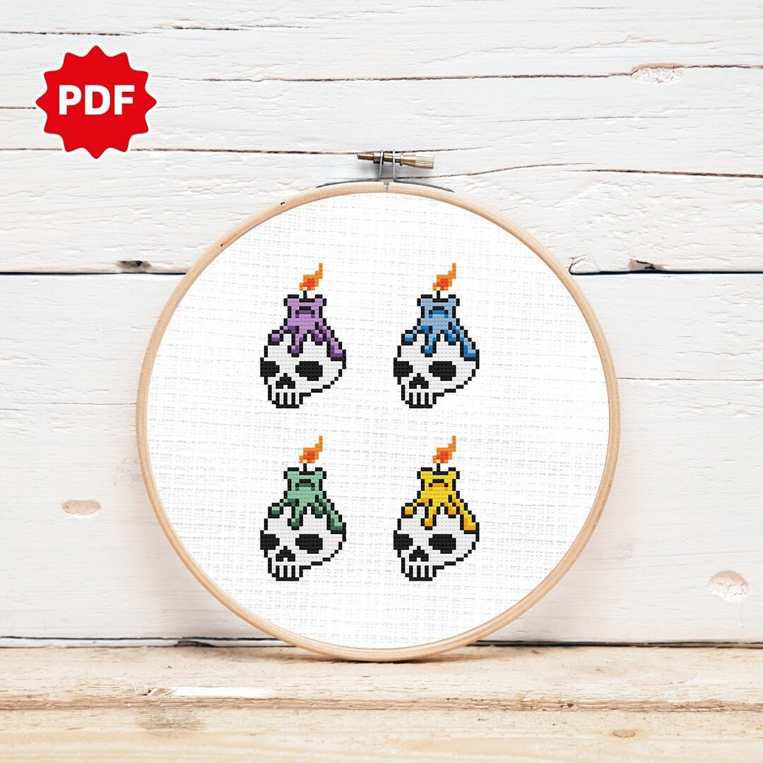 Skull Cross Stitch Pattern | Halloween Cross Stitch Pattern | Horror ...