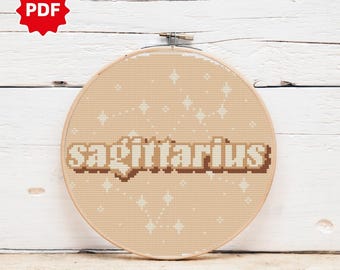 Sagittarius Cross Stitch Pattern | Sagittarius Counted Cross Stitch Pattern | Zodiac Sign Cross Stitch Pattern | Astrology Cross Stitch