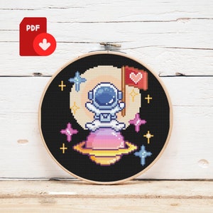 Astronaut Cross Stitch Pattern | Space Cross Stitch Pattern | Planet Cross Stitch Pattern | Counted Cross Stitch Pattern | Pattern Keeper