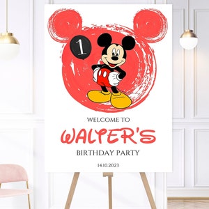 Personalised Mickey Mouse Birthday Party Welcome Sign