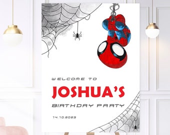 Personalised Spiderman Birthday Party Welcome Sign