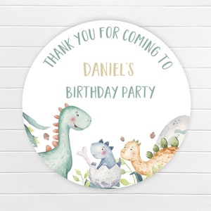 Personalised Dinosaur Birthday Party Thank You Stickers