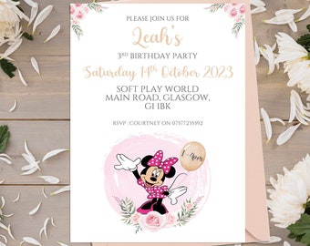 Personalised Minnie Mouse Birthday Party Invitations