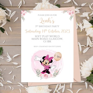 Personalised Minnie Mouse Birthday Party Invitations
