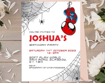 Personalised Spiderman Birthday Party Invitations