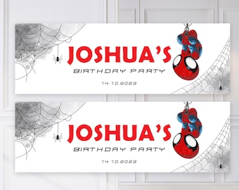 2x Personalised Spiderman Birthday Party Banners