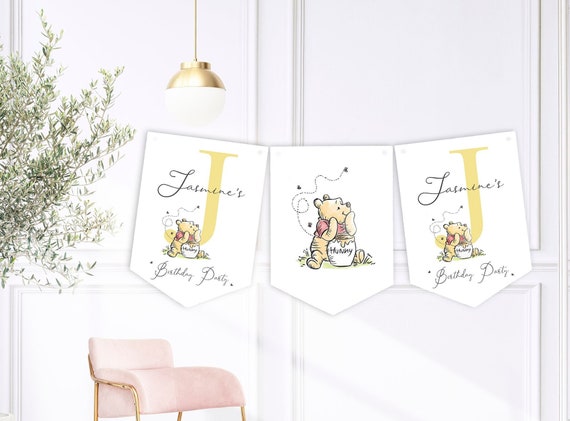 Personalised Winnie The Pooh Birthday Party Buntings - Banner