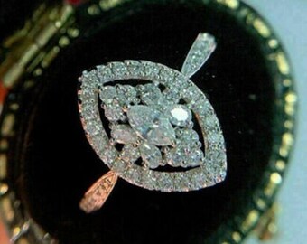 14K Weißgold, 1,9 Karat Diamant Ring, Cocktail-Hochzeitsvorschlag Ring, Verlobungsring, Geschenk für sie, Geburtstagsgeschenk, personalisierter Schmuck