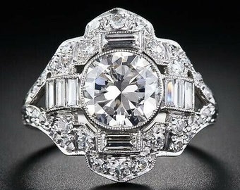 Trouwring, 2,5 CT ronde diamanten ring, 14K wit goud, verlovingsring, witgouden ring, cadeau voor vrouw, gepersonaliseerde geschenken, huwelijkscadeau