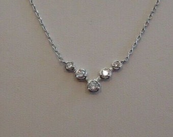 Wedding Pendant, 14K White Gold Necklace, 1.98 Ct Round Cut Diamond Necklace, Bezel Set Diamond Necklace, Anniversary Gift, Handmade Jewelry
