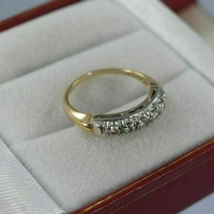 Anillo de dos tonos para mujer, anillo de boda de cinco piedras, anillo de compromiso apilable para mujer, anillo de promesa de aniversario de eternidad, según la imagen imagen 1