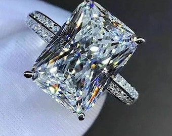 Women's Rings, Wedding Gift Rings, Engagement Ring, Solitaire Diamond Rings, Emerald Cut Diamond Ring, 14K White Gold, 3CT Simulated Diamond