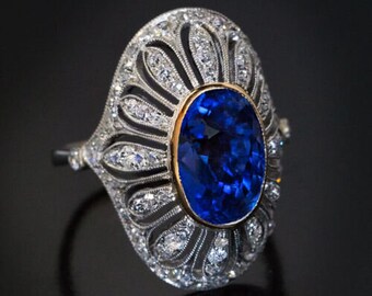 Engagement Ring, 14K White Gold Ring, 2 Ct Sapphire Ring, Bezel Set Ring, Navette Shaped Ring, Wedding Ring, Anniversary Gift, Gift For Her